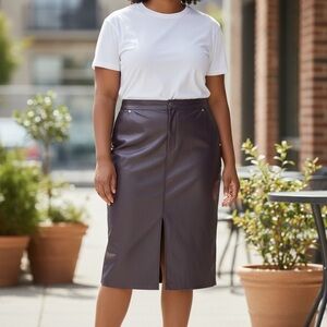 Michael Kors Dark Burgundy/Brown Pencil Skirt